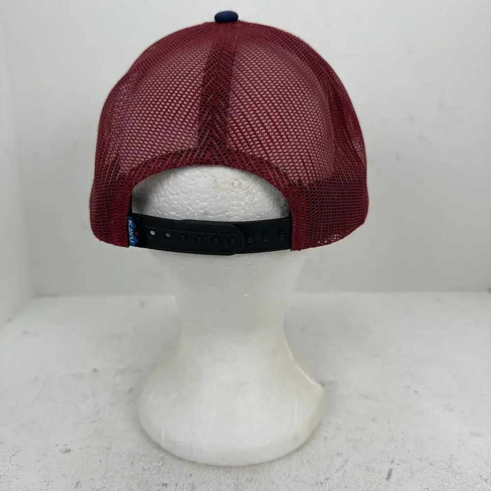 KAVU Logo Patch Trucker Hat Adjustable Snapback Cap Navy Maroon Gray